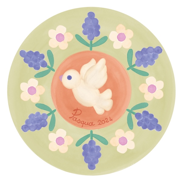 Piattino Limited Edition in porcellana Sorprese di Pasqua. Misura ø 20 cm. Prezzo 16,90 euro.